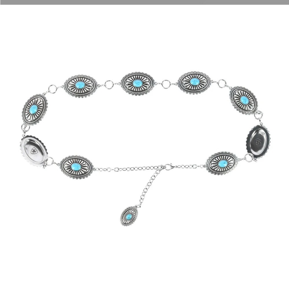 Ariat silver & turquoise concho belt